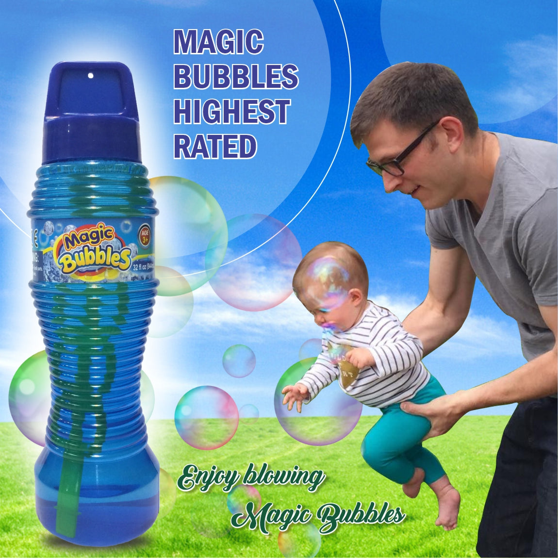 Buy Bubble Magic Bubble Solution Bottle with wand 944 ML for kids