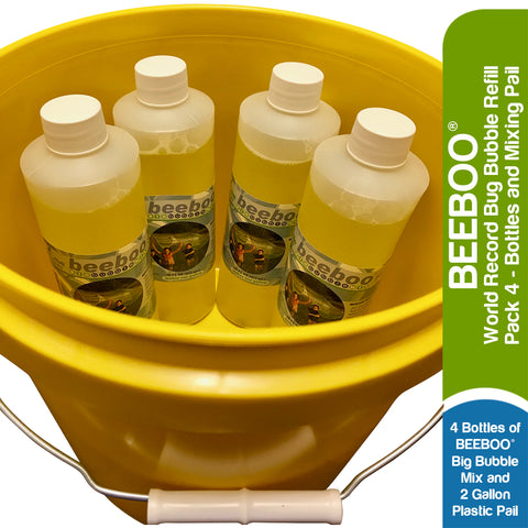 beeboo® World Record Big bubble Refill Pack 4-Bottles And Mixing Pail